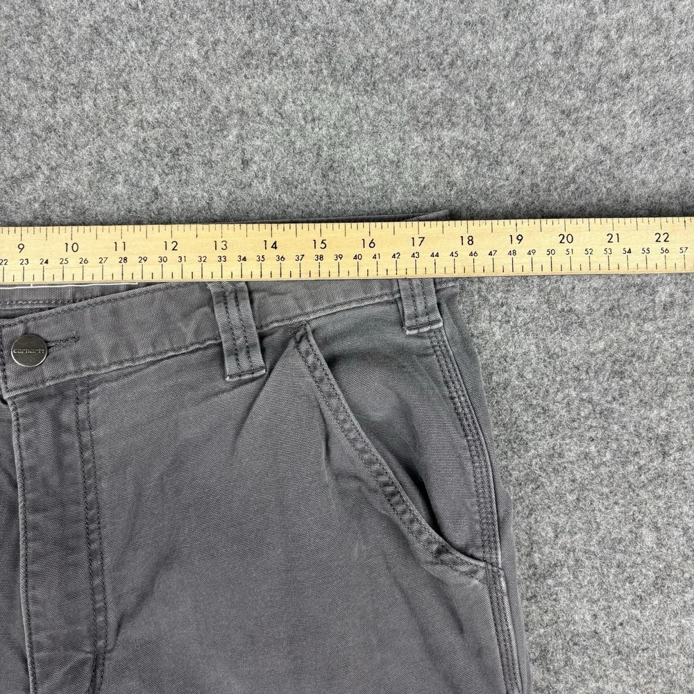 Carhartt Pants Mens 36x34 (Fits 36x32) Gray Rugged Flex Canvas Relaxed Fit Work